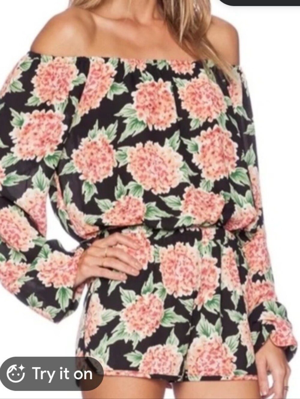 Pre-owned Show Me Your MuMu Black Floral Long Sleeve Dress